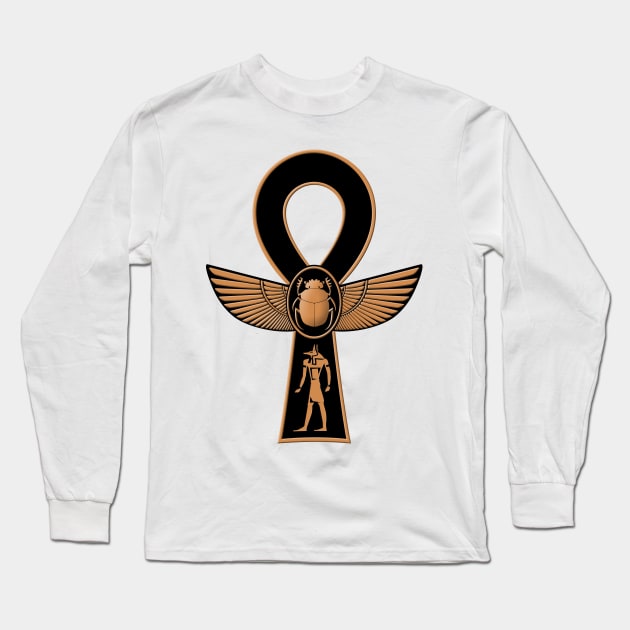 Winged Ankh Long Sleeve T-Shirt by SandroAbate